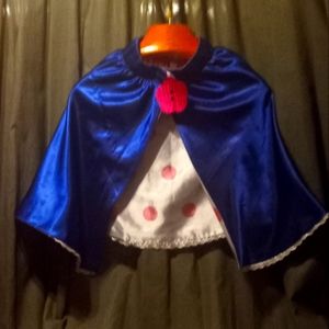 Little Bo Peep cape satin blue/hot pink flower reversible white/pink dots